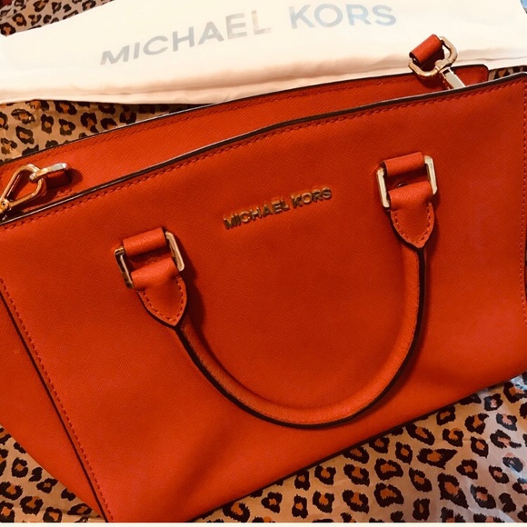🧡 MICHAEL KORS 🤩RARE Safiano Leather Satchel😍 MORE PICS AVAIL UPON REQUEST 😊 - Picture 2 of 8